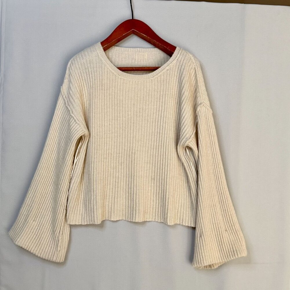 Nation LTD Jude Cream Baby Alpaca Blend Bell Cuff Sleeve Oversized Sweater Small - Picture 7 of 12